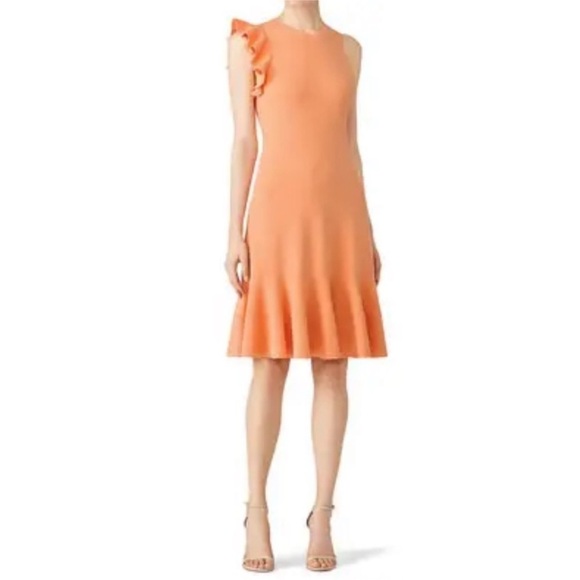 Proenza Schouler One Shoulder Ruffle Peplum Hem Orange Dress XS - Picture 1 of 16